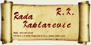 Rada Kaplarević vizit kartica